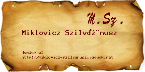 Miklovicz Szilvánusz névjegykártya